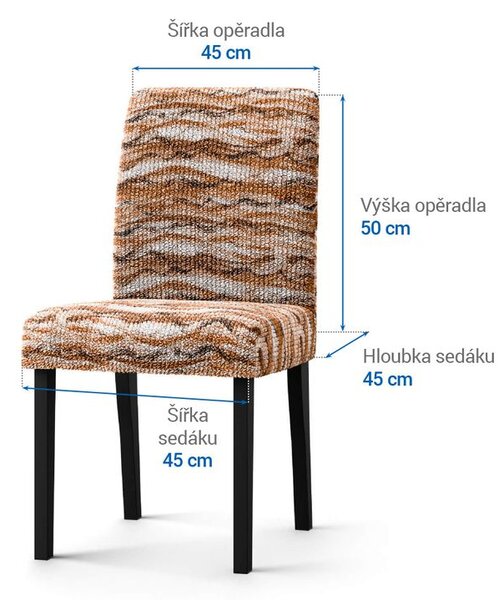 Bielastické potahy OCEANO NOVÉ cihlové židle s opěradlem 2 ks (45 x 45 x 50 cm)