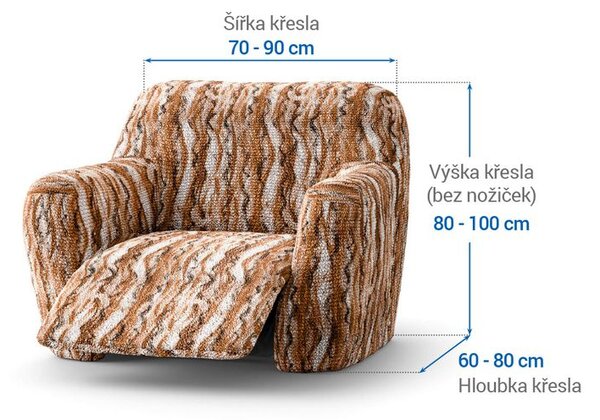 Bielastické potahy OCEANO NOVÉ cihlové relaxační křeslo (š. 70 - 90 cm)