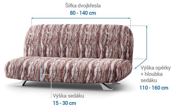 Bielastické potahy OCEANO NOVÉ hnědo-vínové dvojkřeslo s dřevěnými rukojeťmi (š. 80 - 140 cm)