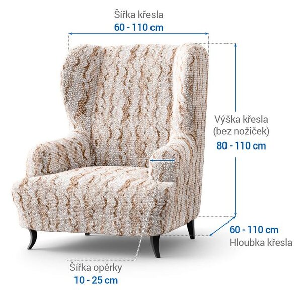 Bielastické potahy OCEANO NOVÉ béžové křeslo ušák (š. 60 - 110 cm)