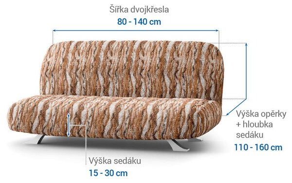 Bielastické potahy OCEANO NOVÉ cihlové dvojkřeslo s dřevěnými rukojeťmi (š. 80 - 140 cm)