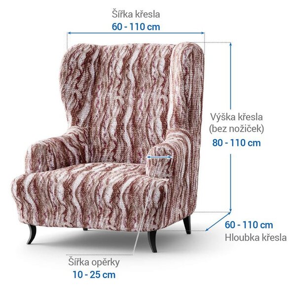 Bielastické potahy OCEANO NOVÉ hnědo-vínové křeslo ušák (š. 60 - 110 cm)