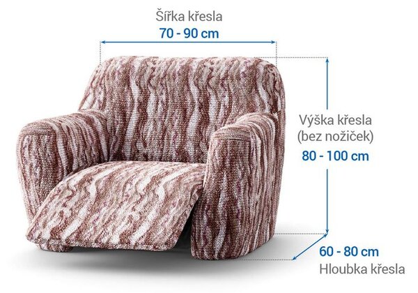 Bielastické potahy OCEANO NOVÉ hnědo-vínové relaxační křeslo (š. 70 - 90 cm)