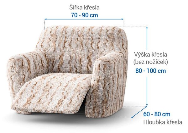 Bielastické potahy OCEANO NOVÉ béžové relaxační křeslo (š. 70 - 90 cm)