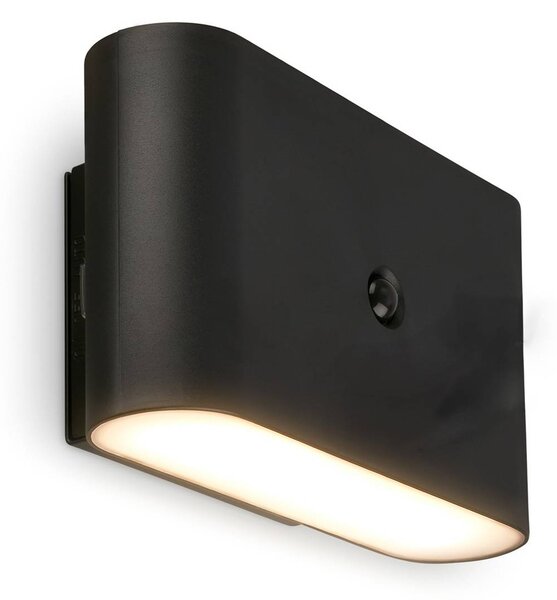Briloner LED nástěnné světlo Chat, černé, 16 cm, plast, senzor, Černá, Obývací pokoj / jídelna, Plast, Moderní, Nástěnné svítidlo