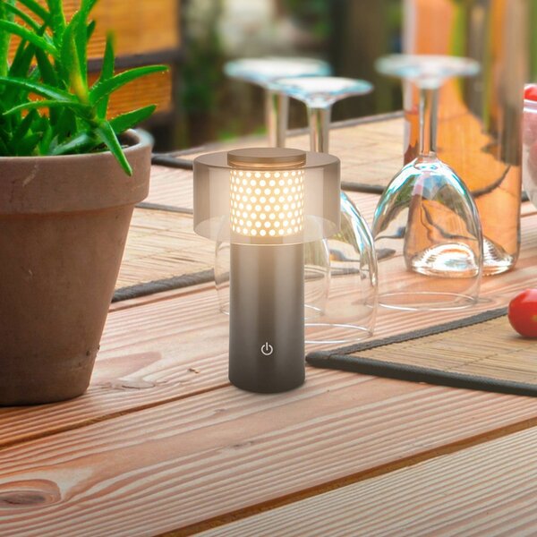 Briloner LED stolní lampa na akumulátor Brilo unplugged Gila, zlatá/černá 21 cm, stmívatelný, Černá, kov, Moderní