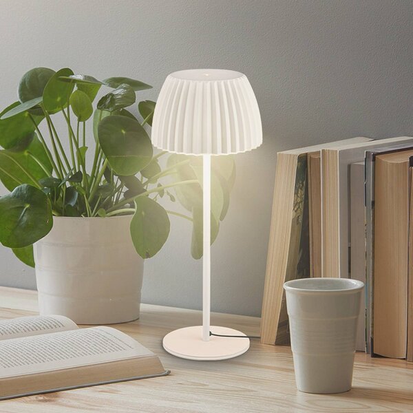 Briloner LED stolní lampa Loca, starobílá, výška 36 cm, kov/plast, stmívatelný, Bílá / opál, Obývací pokoj / jídelna, kov, Moderní