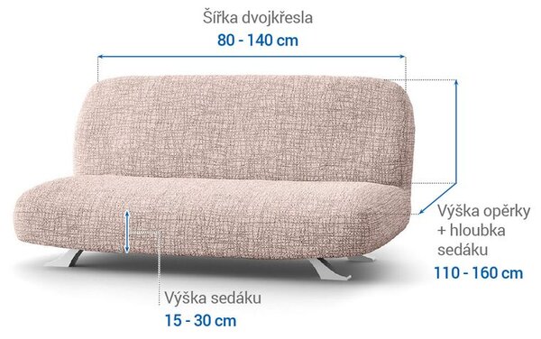 Bielastické potahy GRAFITI NOVÉ béžové dvojkřeslo s dřevěnými rukojeťmi (š. 80 - 140 cm)