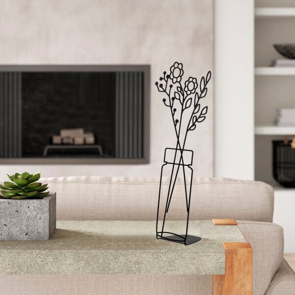 Hanah Home Kovová dekorace Flowerpot IX 52 cm černá