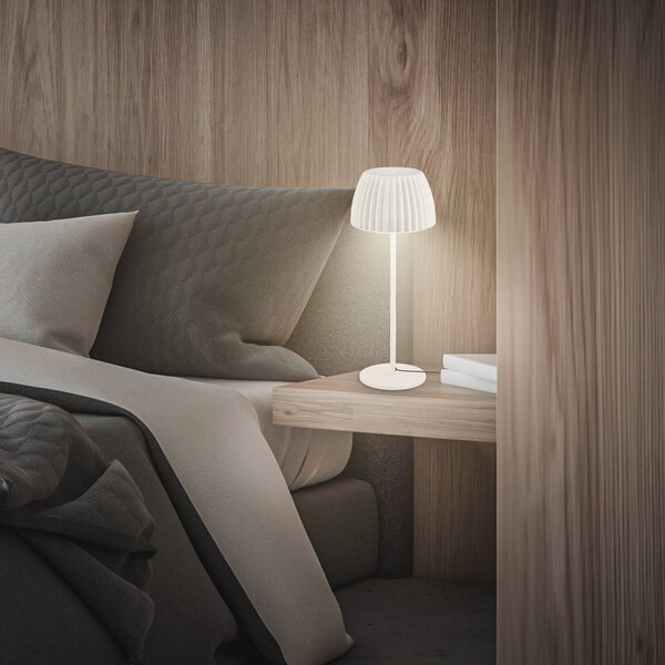 Briloner LED stolní lampa Loca, starobílá, výška 36 cm, kov/plast, stmívatelný, Bílá / opál, Obývací pokoj / jídelna, kov, Moderní