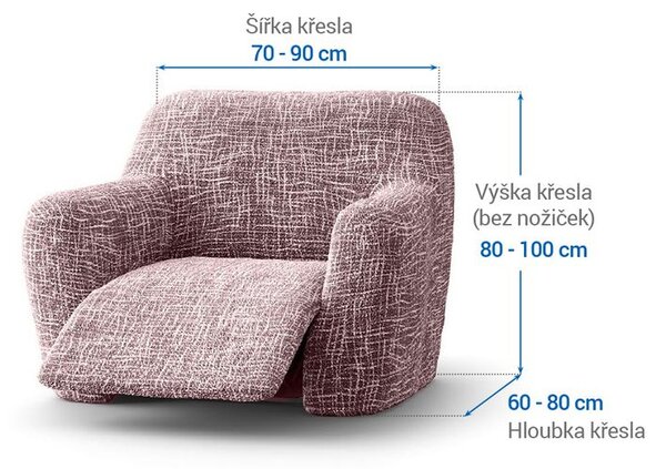 Bielastické potahy GRAFITI NOVÉ kaštanově hnědé relaxační křeslo (š. 70 - 90 cm)