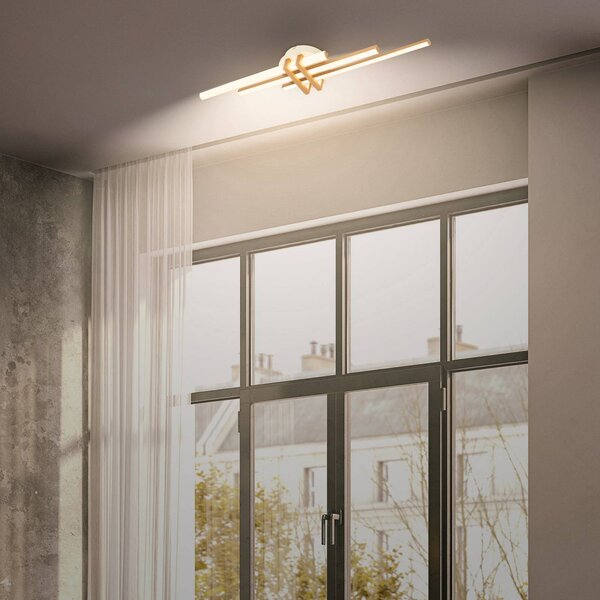 Briloner LED stropní svítidlo Tinka, světle šedá/hnědá, délka 78 cm, Hliník / šedá / zinek, Obývací pokoj / jídelna, kov, Moderní