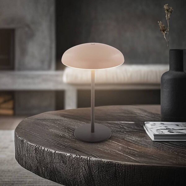 Briloner LED stolní lampa na akumulátor Brilo unplugged Caxa, béžová/antracitová, stmívatelný, Černá, kov