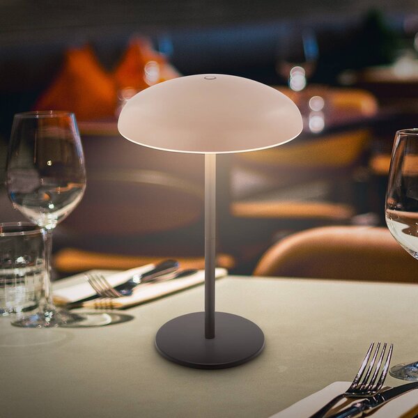 Briloner LED stolní lampa na akumulátor Brilo unplugged Caxa, béžová/antracitová, stmívatelný, Černá, kov