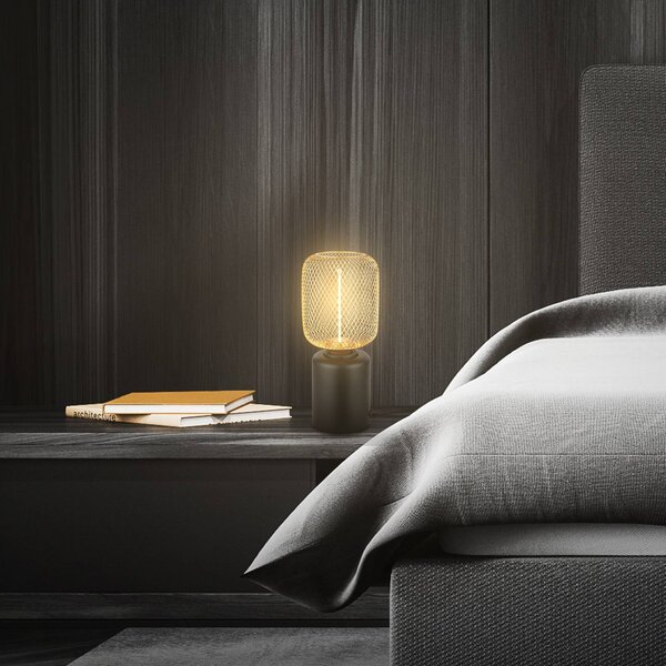 Briloner Stolní lampa Rist, černá/zlatá, výška 22 cm, kov, Černá, Obývací pokoj / jídelna, kov, Moderní
