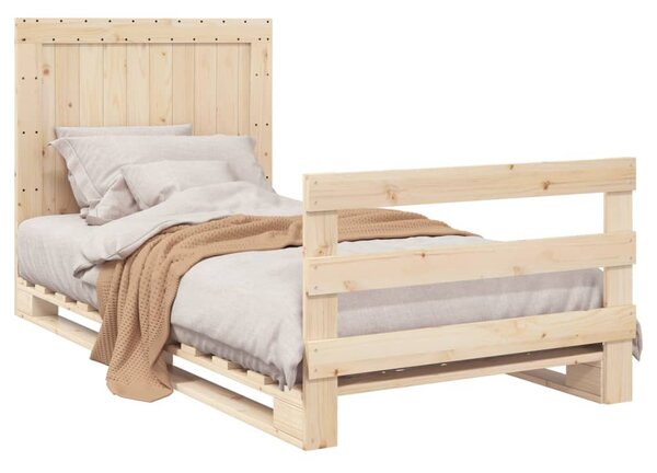 Rám postele s čelem 100 x 200 cm masivní borové dřevo 3281539