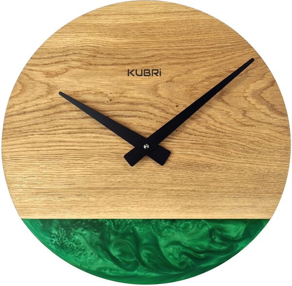 KUBRi 0185 - Luxusní dubové hodiny s epoxidovými doplňky