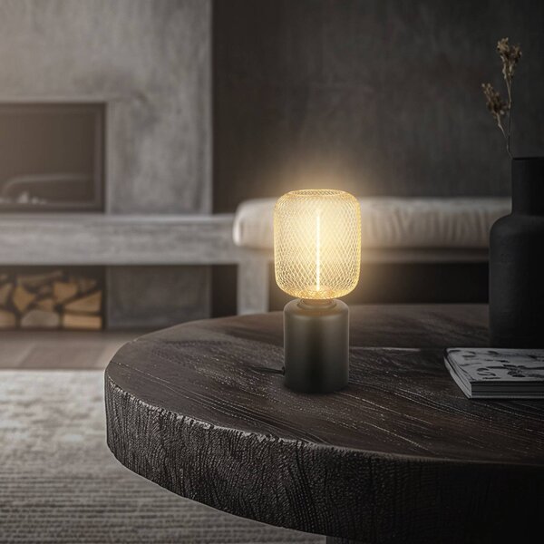 Briloner Stolní lampa Rist, černá/zlatá, výška 22 cm, kov, Černá, Obývací pokoj / jídelna, kov, Moderní