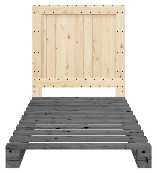 Rám postele s čelem šedý 90 x 200 cm masivní borové dřevo 3281544