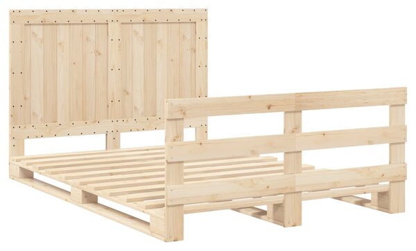 Rám postele s čelem bílý 140 x 200 cm masivní borové dřevo 3281540