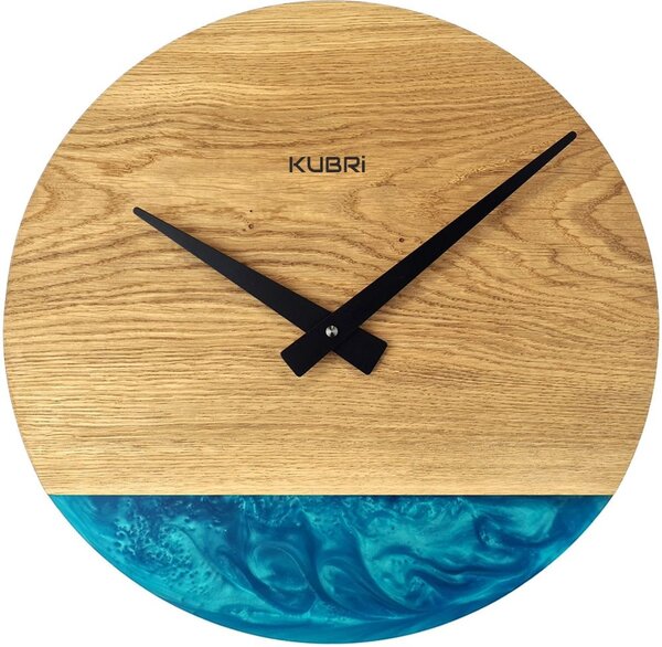 KUBRi 0184 - Luxusní dubové hodiny s epoxidovými doplňky