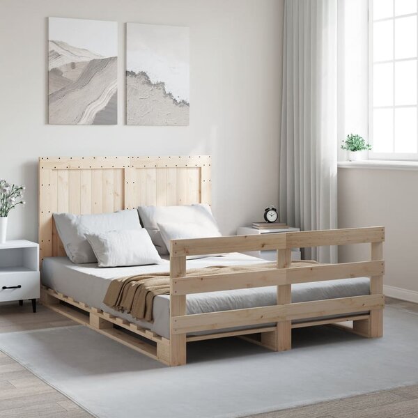 Rám postele s čelem bílý 140 x 200 cm masivní borové dřevo 3281540