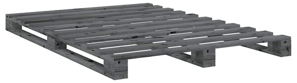 Rám postele s čelem šedý 140 x 200 cm masivní borové dřevo 3281564