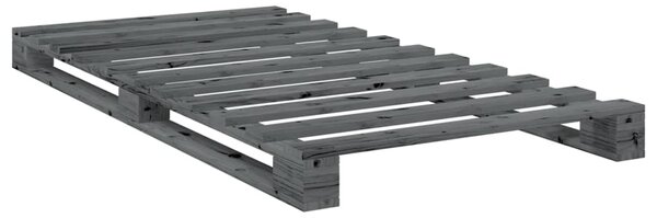 Rám postele s čelem šedý 100 x 200 cm masivní borové dřevo 3281563