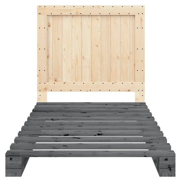 Rám postele s čelem šedý 100 x 200 cm masivní borové dřevo 3281545