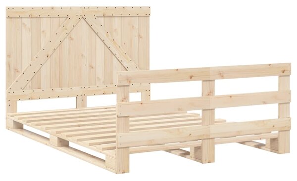 Rám postele s čelem bílý 140 x 200 cm masivní borové dřevo 3281558