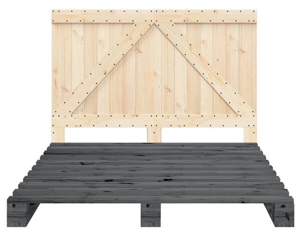 Rám postele s čelem šedý 140 x 200 cm masivní borové dřevo 3281564