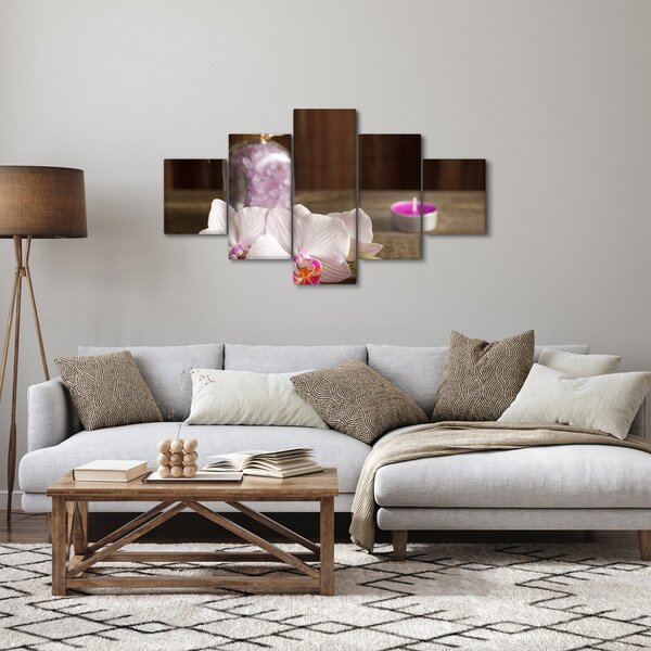 Obraz - Svíčka a orchideje (125x70 cm)