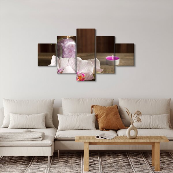 Obraz - Svíčka a orchideje (125x70 cm)