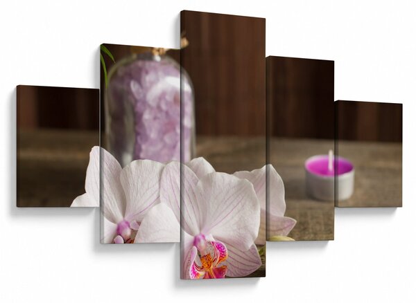Obraz - Svíčka a orchideje (125x70 cm)
