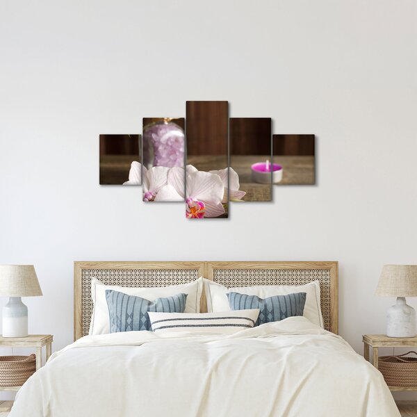 Obraz - Svíčka a orchideje (125x70 cm)