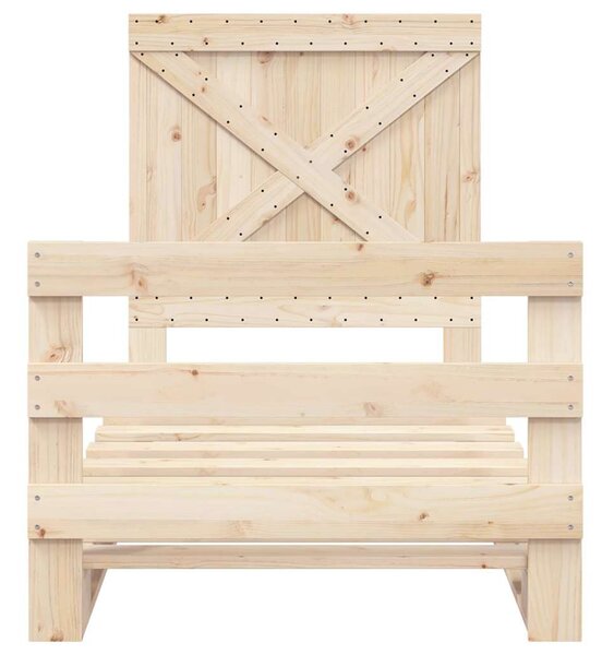 Rám postele s čelem 90 x 200 cm masivní borové dřevo 3281574