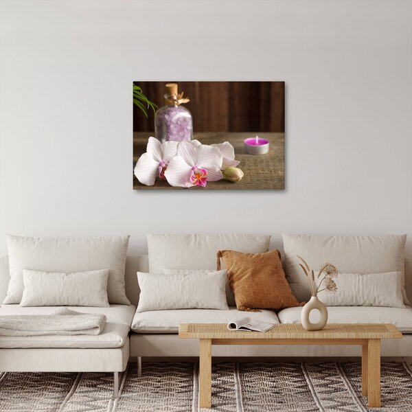 Obraz - Svíčka a orchideje (70x50 cm)