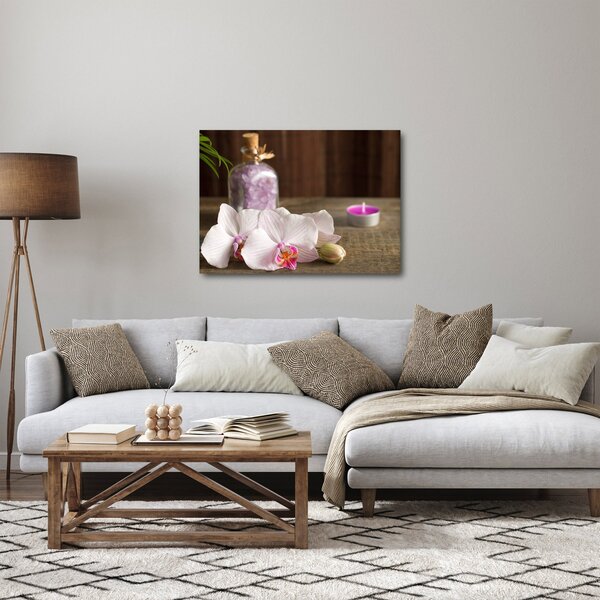 Obraz - Svíčka a orchideje (70x50 cm)