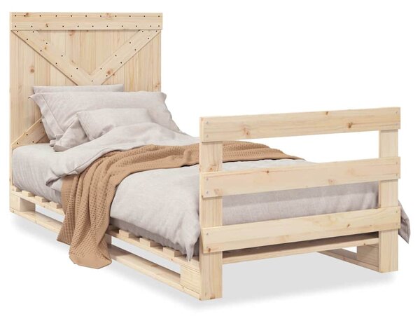 Rám postele s čelem 90 x 200 cm masivní borové dřevo 3281574
