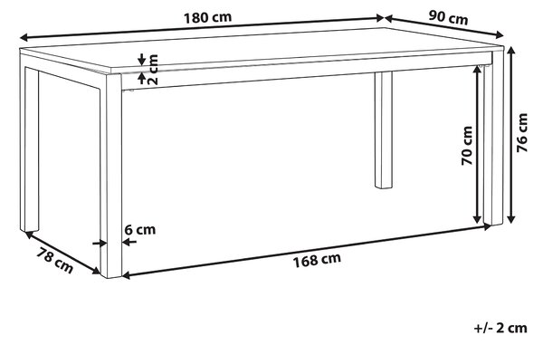 Zahradní jídelní stůl GROSSETO 180 cm 90 cm Leštěná Granit Šedá