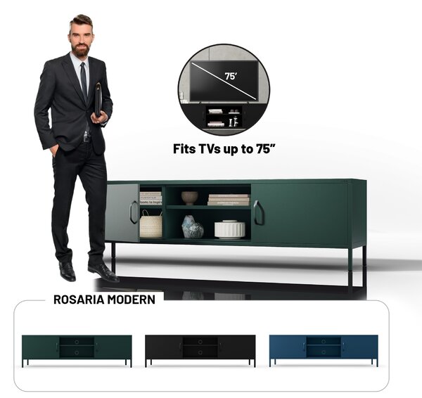 TV stolek XL ROSARIA 1700 x 400 x 500, lahvově zelený