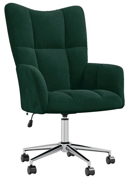 Relaxační křeslo tmavě zelené samet 328163