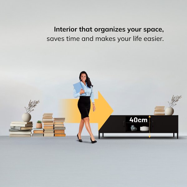 TV stolek XL ROSARIA 1700 x 400 x 500, černý