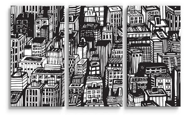 Sablio Obraz - 3-dílný Kreslené mrakodrapy - 120x80 cm
