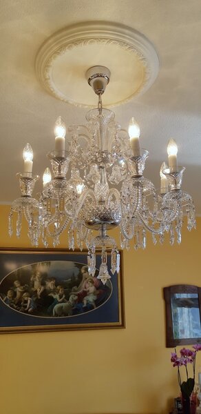 Stříbrný 8-mi ramenný křišťálový lustr ve stylu Bohemian Baccarat BMK5574-8-62x65cm-NK