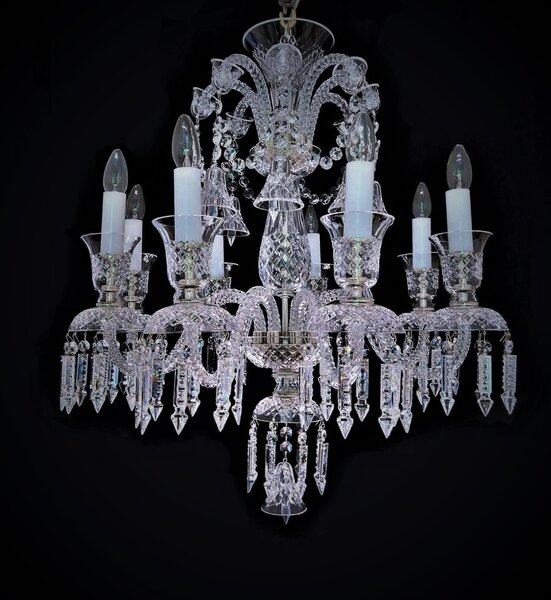 Stříbrný 8-mi ramenný křišťálový lustr ve stylu Bohemian Baccarat BMK5574-8-62x65cm-NK