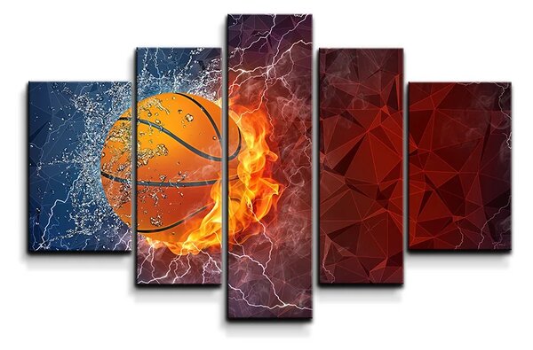 Sablio Obraz - 5-dílný Basketbalový míč - 125x90 cm