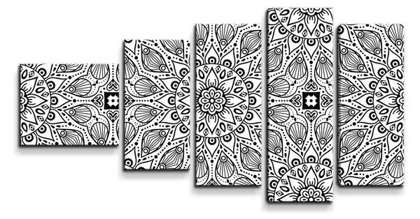 Sablio Obraz - 5-dílný Bílé mehendi - 100x60 cm