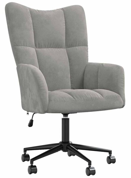 Relaxační křeslo světle šedé samet 328172