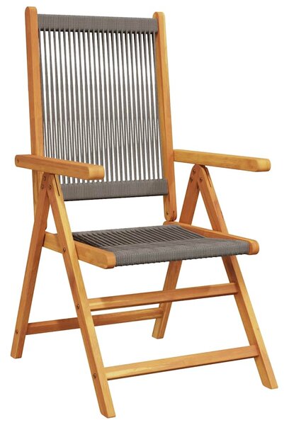 7dílný zahradní jídelní set šedý polypropylen a masivní dřevo 3281722